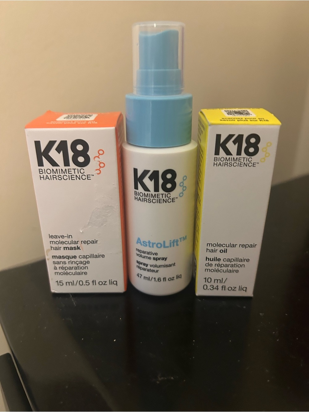 K18 Bundle- Molecular repair hair mask & oil, volume spay